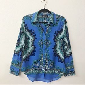 Apt. 9 Blue Paisley Button Up Shirt